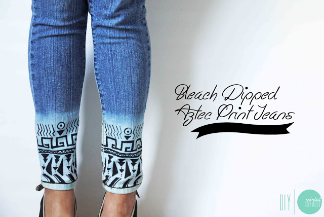 creative and easy ways to restyle your old jeans -Aztec print jeans