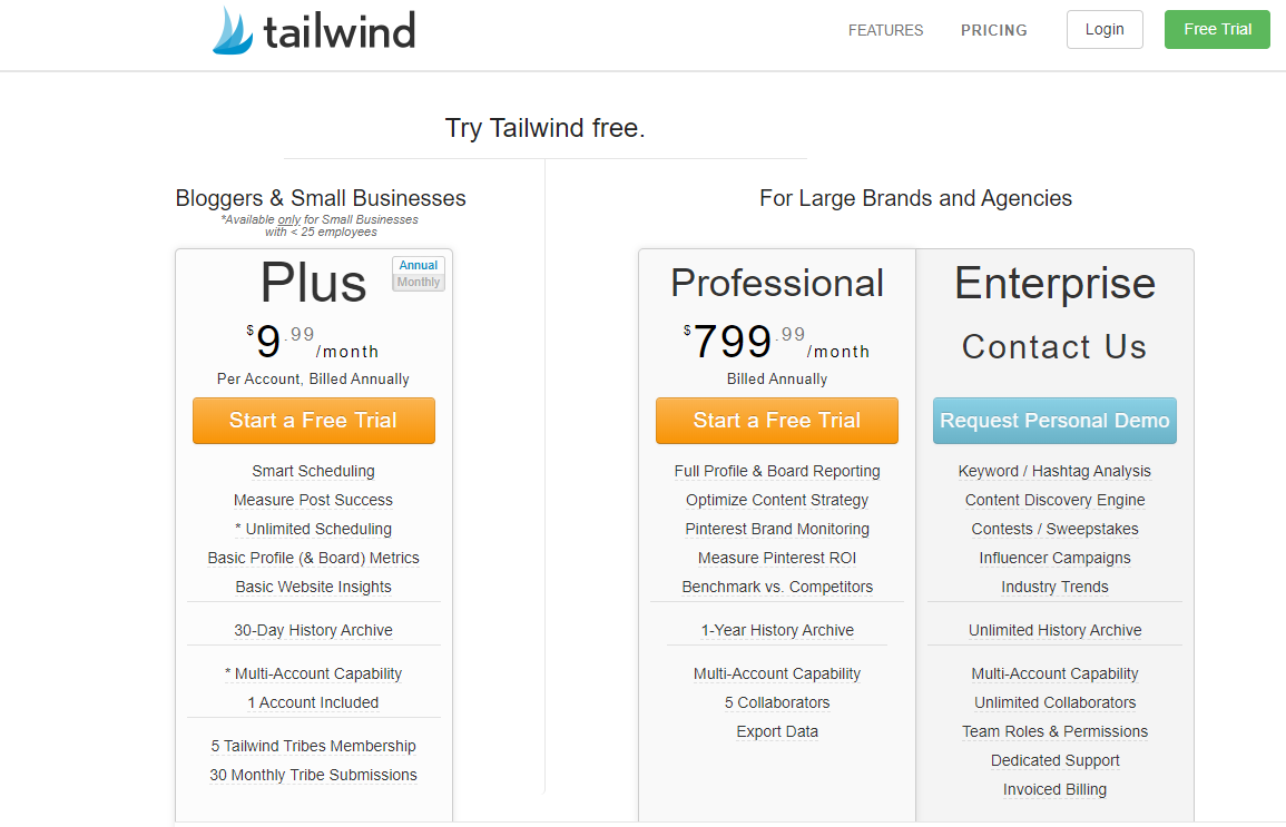 Tailwind pricing and plans