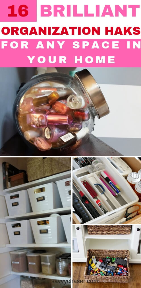 16 Organization hacks that you can use to organize any space in hour home. 