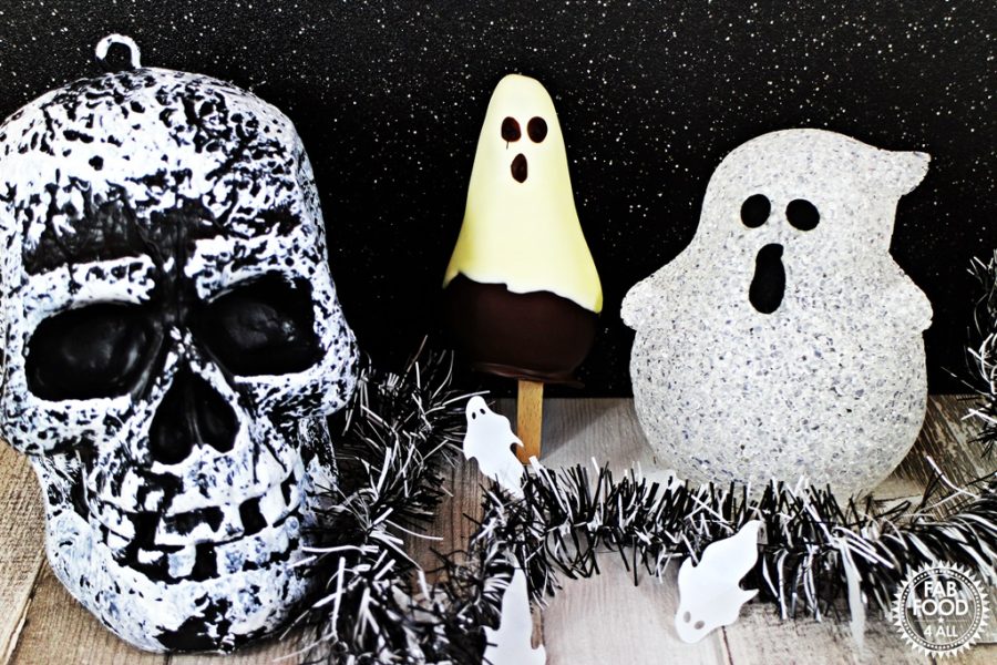 Halloween Pear ghost and a skull
