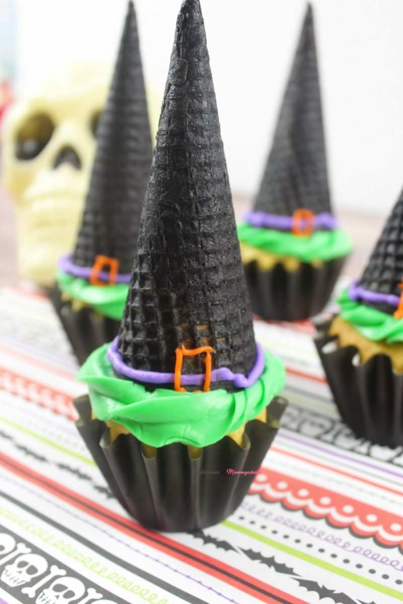 Halloween Witches Cupcakes on a table
