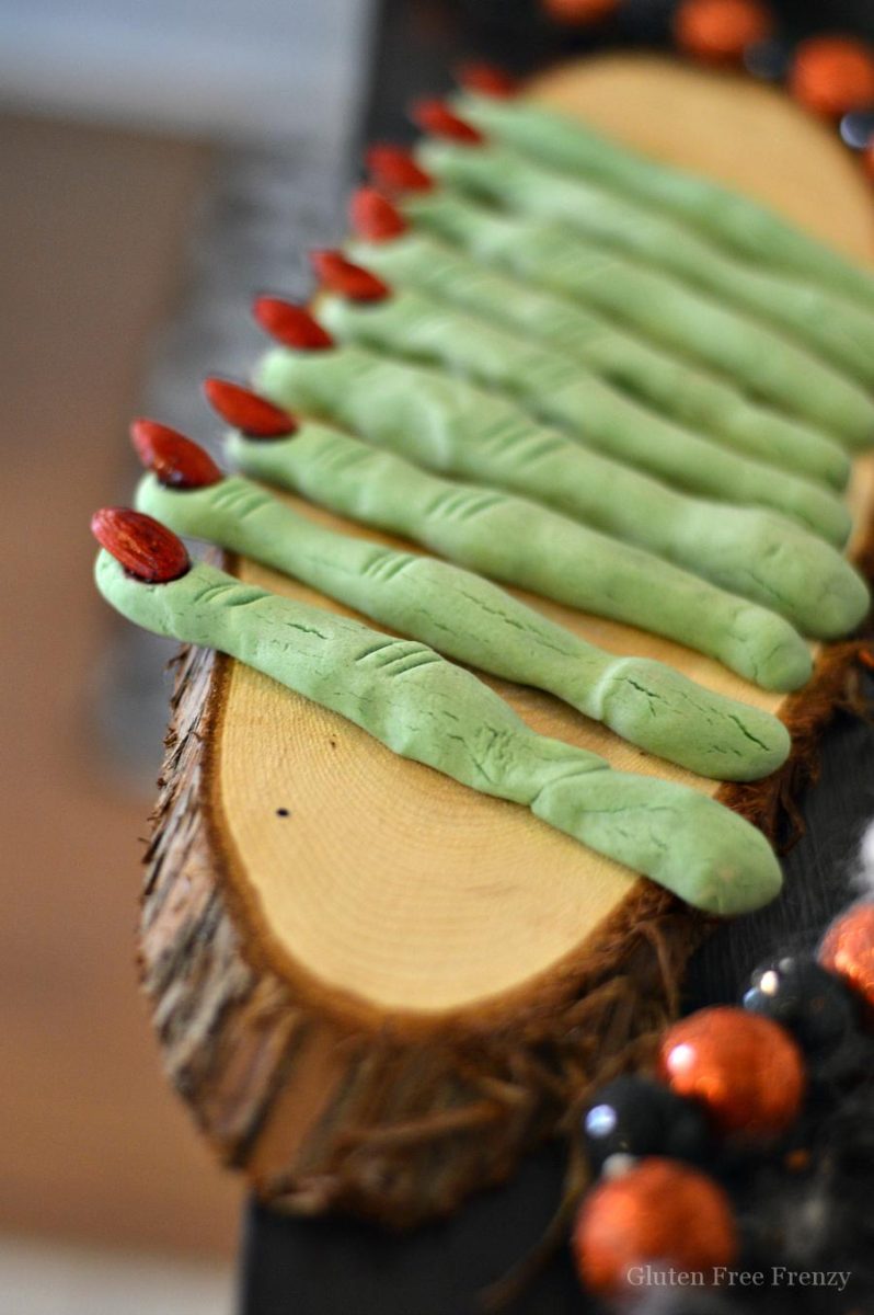 Green Witches Fingers on wooden tray