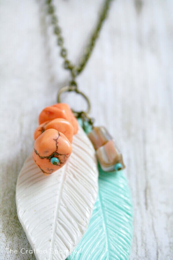 DIY Polymer Clay Feather Necklace