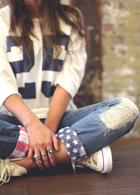 american flag jeans cuff