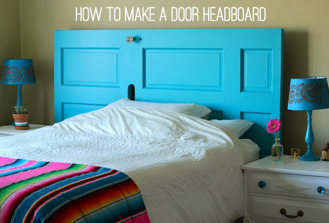 Bed with door headboard
