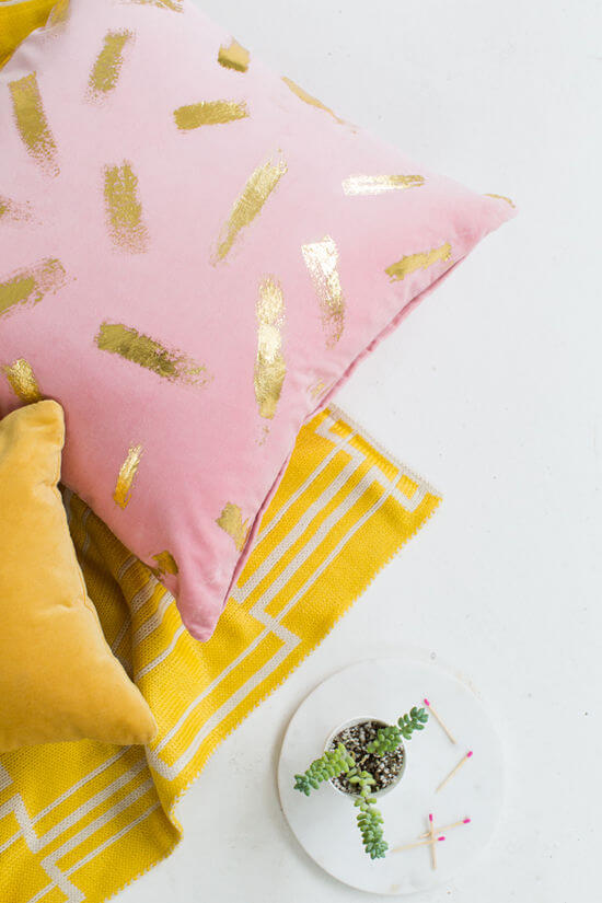 DIY gold foil pillow