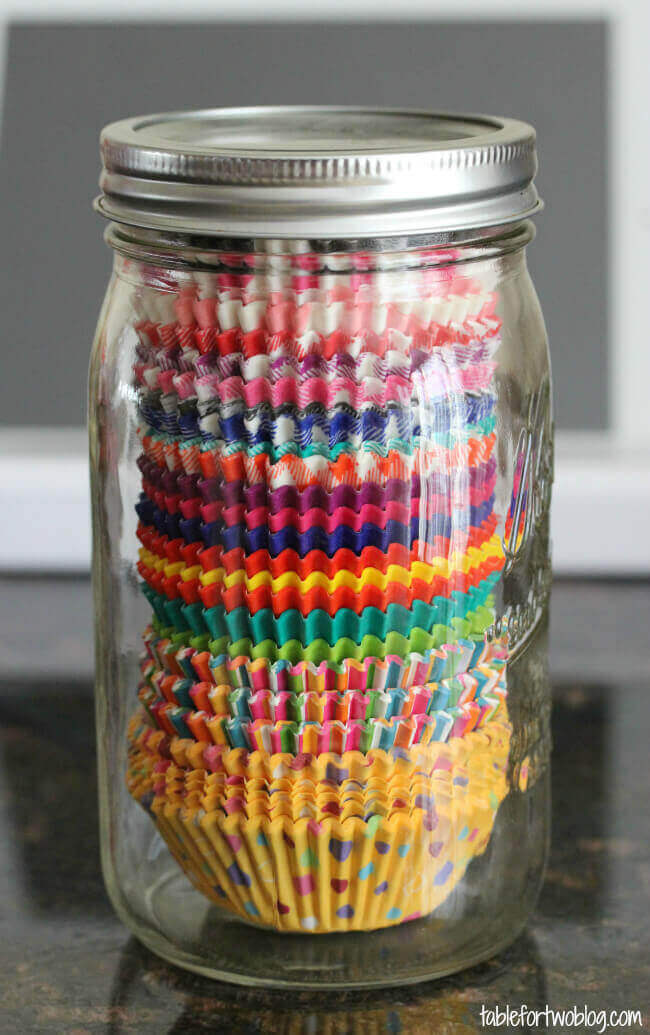 cupcake liners in jar